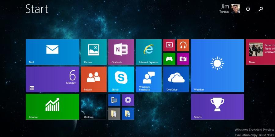 windows 10 start screen